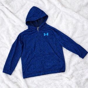 Under Armour Navy Blue Patterned Full-Zip Hoodie | Boys L | Like New